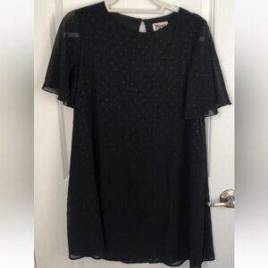 Show Me Your MuMu Black Textured Polka Dot layered mini dress small